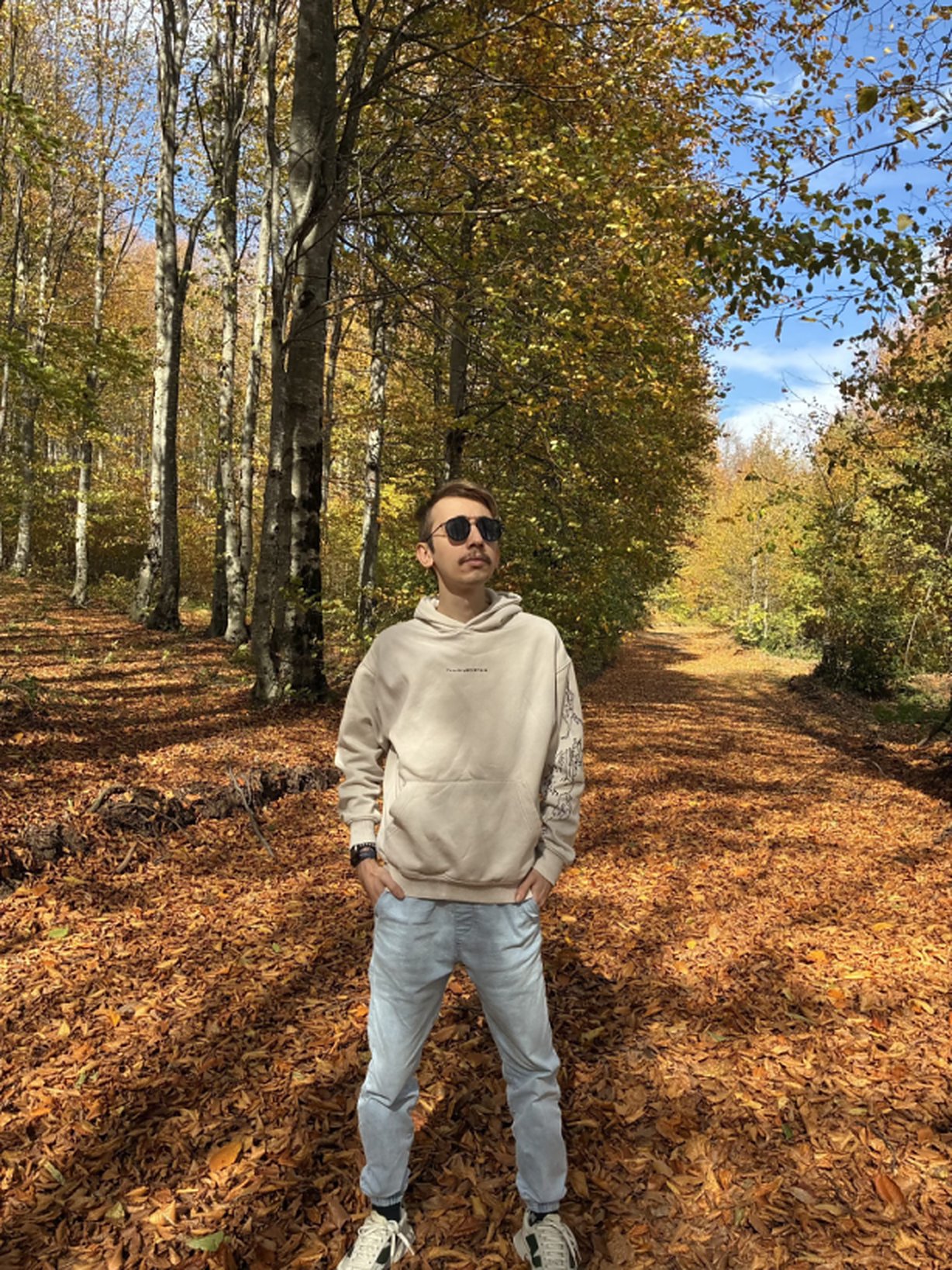 Autumn forest path portrait